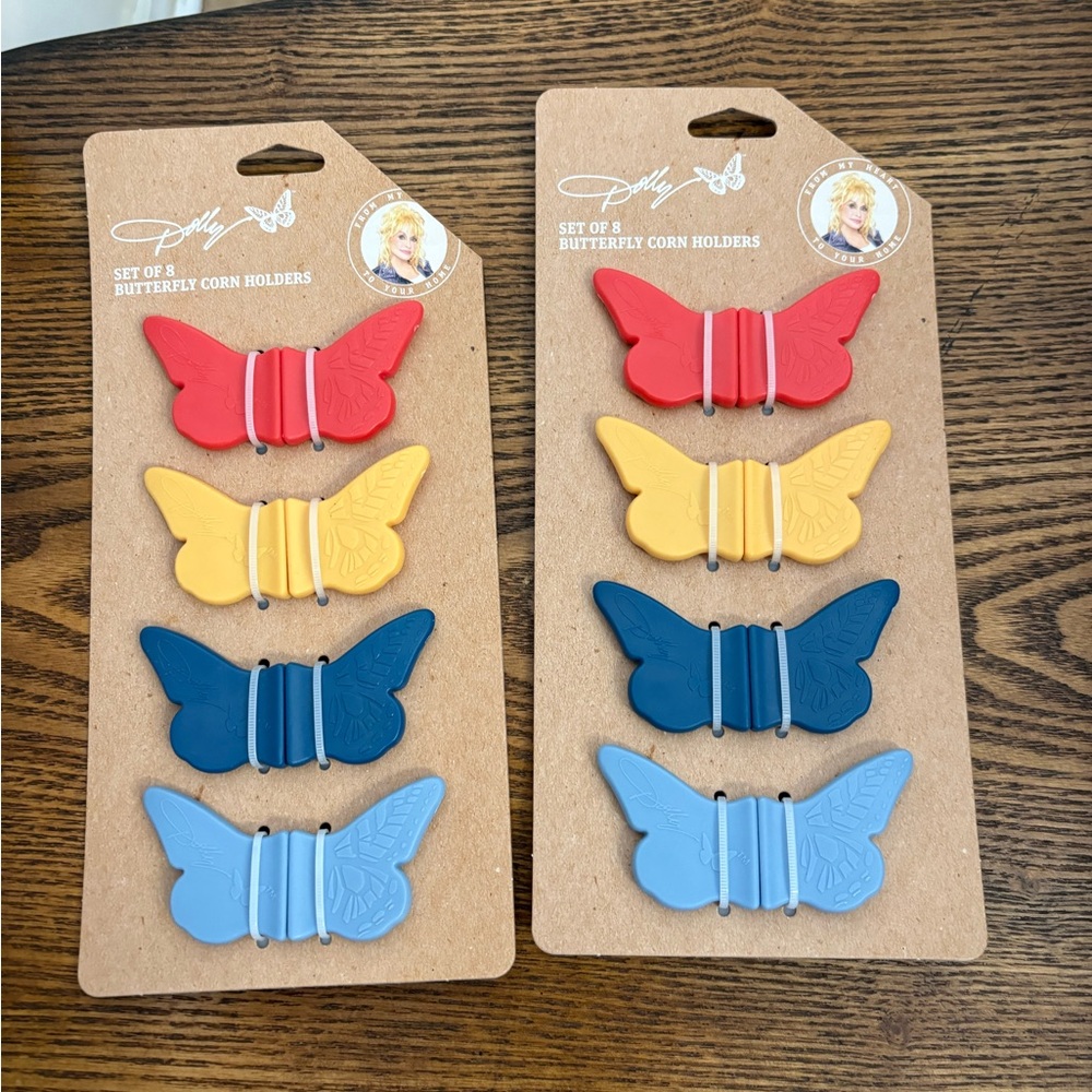 Butterfly Corn Holders Set - Red, Yellow, Blue by Dolly Pardon
